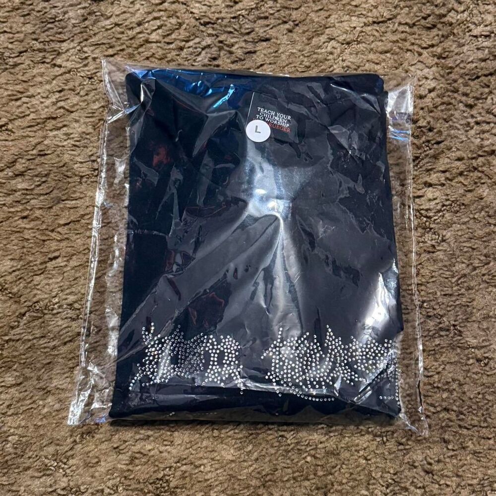 Kim Krueger Rhinestone Long Sleeve T-Shirt Tee Black Large